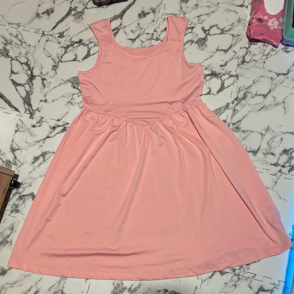 Basic Plain light pink Princess Seam tank dress